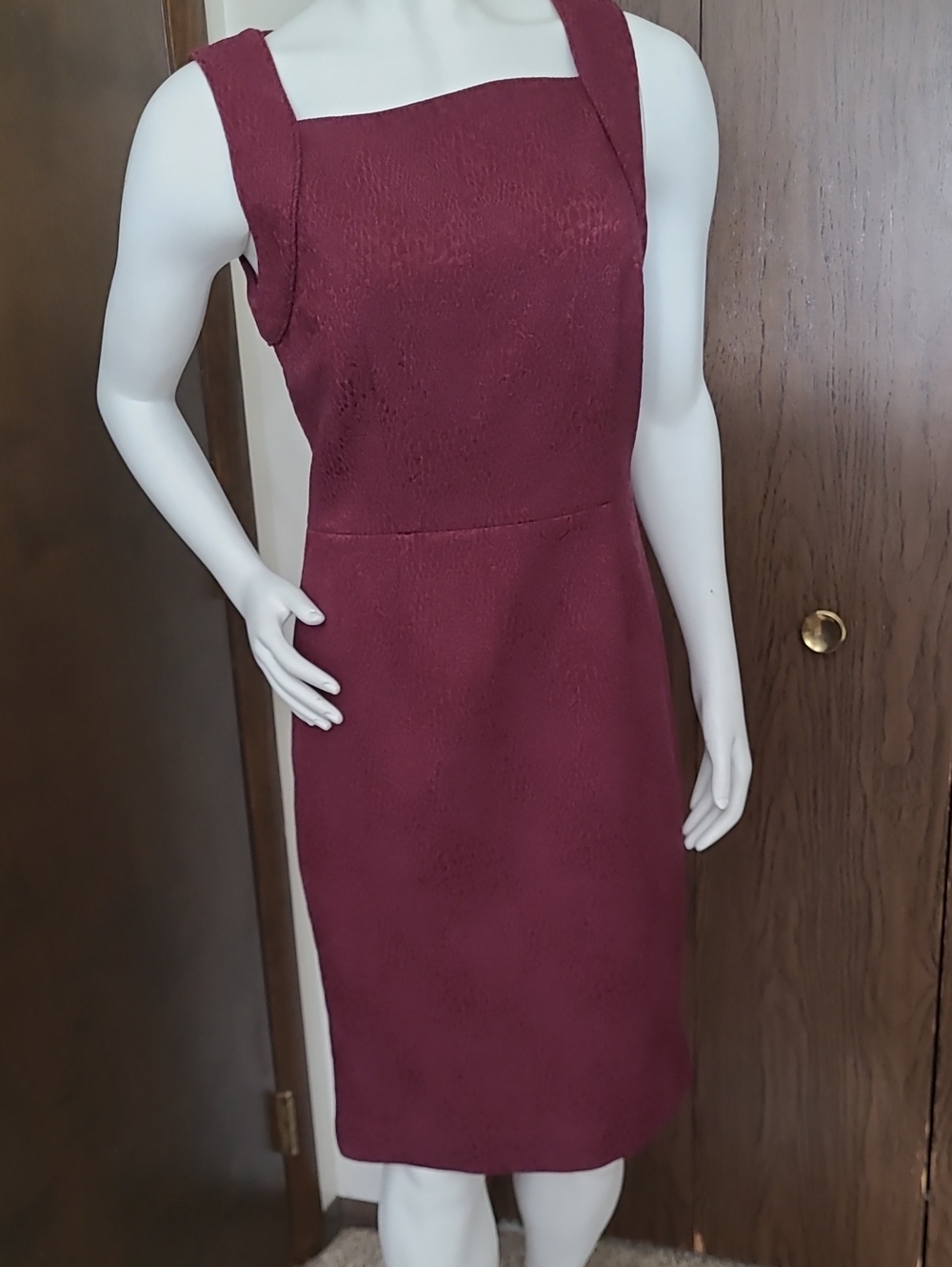 Banana Republic Burgundy Square-Neck Midi Sheath Dress